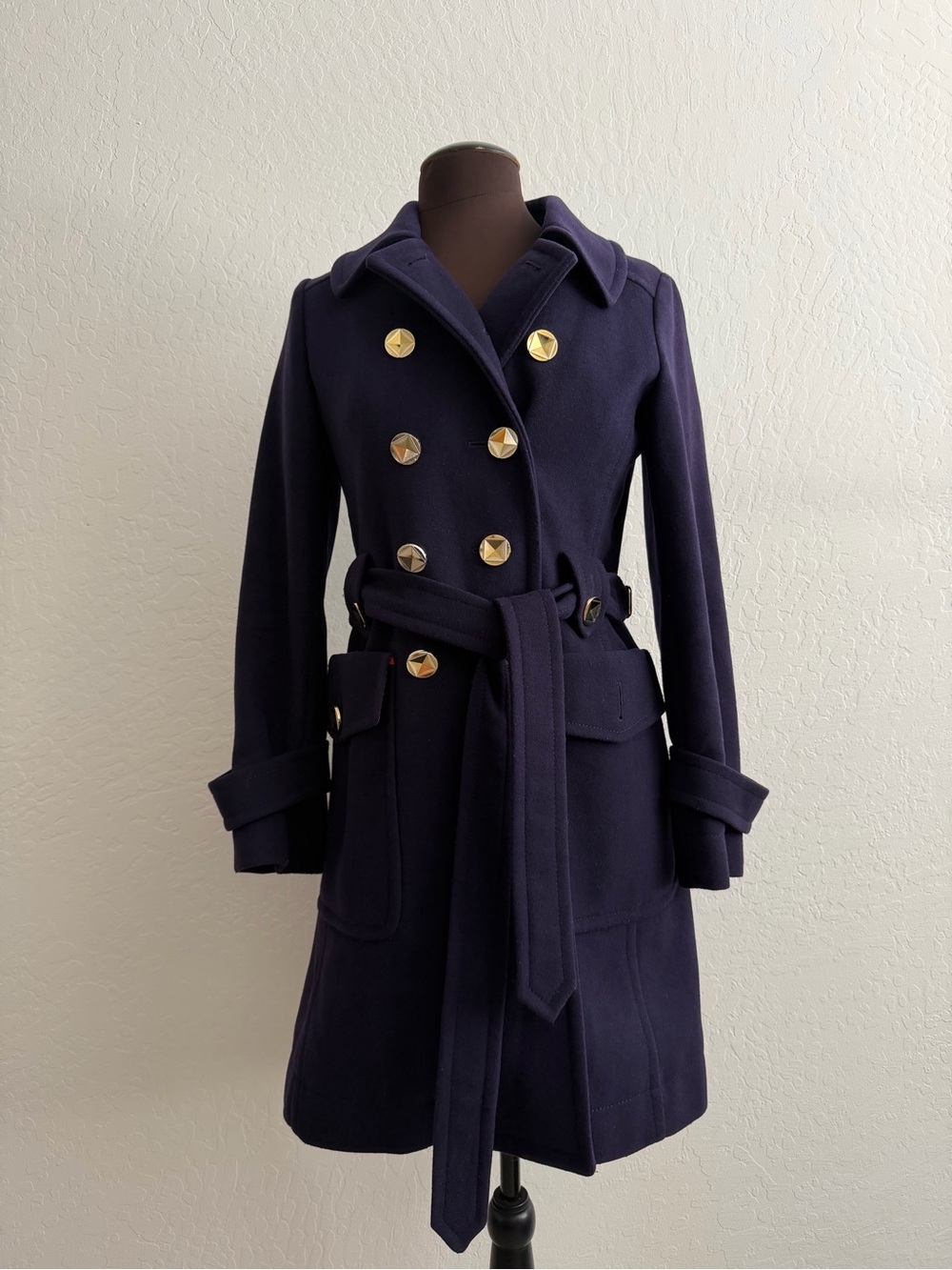 Marc by Marc Jacobs blue Double-Breasted Wool Pea Coat with Gold Buttons